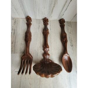 Vintage large hanging ceramic utensil set fork spoon ladle unique home decor